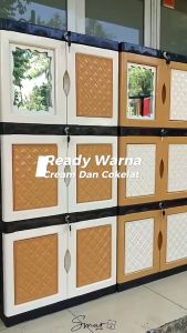 Lemari Plastik 3 Susun Mini Full Kunci Kaca Cermin Model Rak Kabinet Baju Pakaian Multifungsi Serbaguna ATT