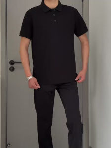 Summer New Style Slim Fit Solid Color Polo Shirt Trendy Commute Short Sleeve Turn-down Collar Casual Top for Men