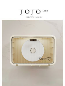JOJOs L PD White Wall-Mounted Plastic Storage Box with Lid Bathroom Organizer No Drilling Required Cover for Storage