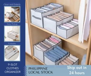 iLIVING Clothes Organizer 9-Grid Wardrobe Cabinet Storage Foldable Organizer for Clothing