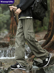 Wassup Erika American Army Green Parka Tactical Pants Mens Autumn Outdoor Paratrooper Pants Waterproof Straight-Leg Trousers