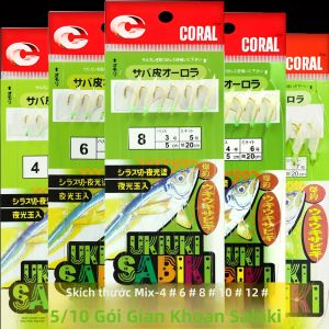 Bộ 5/10 Dây Câu Sabiki Phát Sáng Trong Bóng Tối Móc Câu Dành Cho Câu Cá Đêm Da Cá Thật Nước Ngọt/nước Mặn Thép Carbon Cao