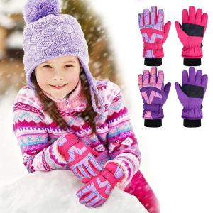 UFANSM Windproof Warm Girls Thicken Snow Gloves Winter Kids Winter Gloves Kids Ski Mittens