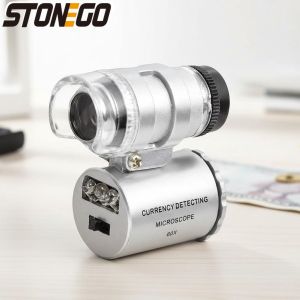 LED Illuminated 60X Loupe Magnifier Portable with UV Lights Eye Loop Stand Ideal for Jewelry Diamonds Coins Engravings