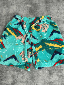 Quần Short Nam Tiffany Blue Beach Five-Foot Mid-Waist Loose Fit Summer Casual Straight Leg Geometric Pattern Couples Match