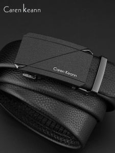 CarenKeann Mens High-End Leather Belt Casual Trendy Big Brand Waist Belt Automatic Buckle Pants Belt Soft Surface Treatment