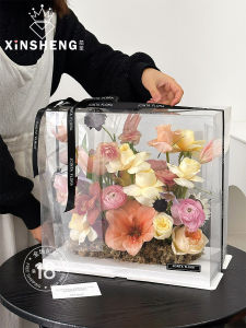 XinSheng Fresh Flower Bouquet Handmade Floral Art Gift Packaging Material PVC Panoramic Gift Box Flower Box for Flower Arrangement