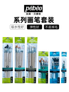 Pebeo Watercolor Painting Brushes Set round Tip Flat Tip Bristle Nylon Art Tools for Beginners Sketching Acrylic Oil Paint