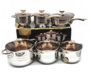 Bộ nồi từ Bộ Nồi Đức 6 Món Vung Kính ENGELBERG EB8013 chất liệu Inox 304 5 đáy. Bảo hành 12 tháng