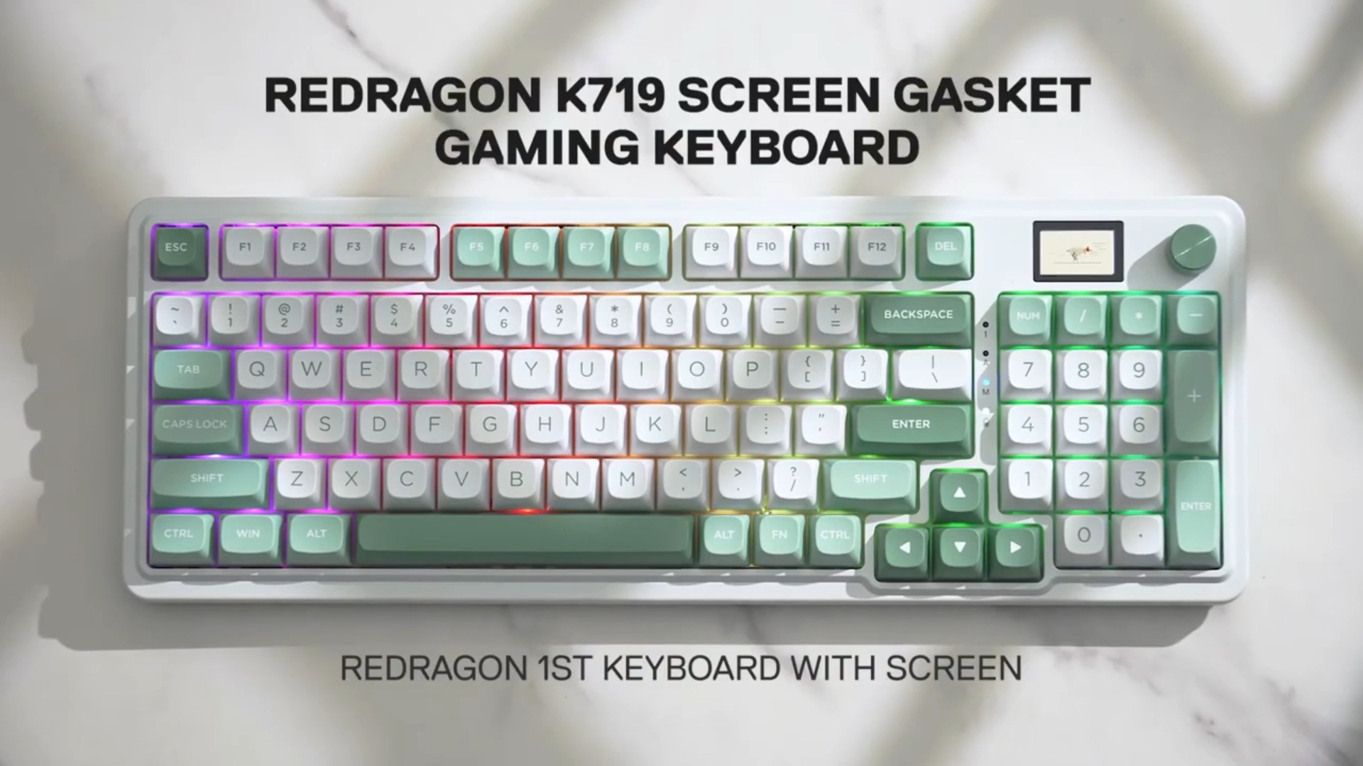 Redragon K719 GALATIN PRO 3-MODE LCD Screen Gasket Gaming Keyboard
