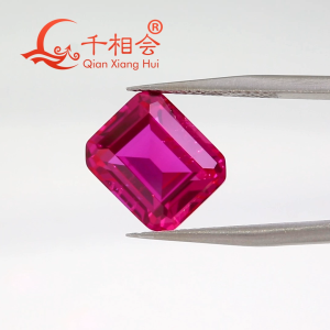 รูปสี่เหลี่ยมผืนผ้า Emerald Cut AGL ใบรับรอง สังเคราะห์ Sapphire สีชมพูและสีแดงกุหลาบพร้อมที่มองเห็นได้สำหรับเครื่องประดับ DIY อุปกรณ์เสริม