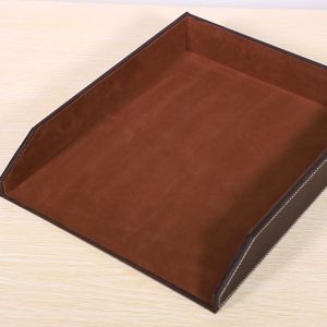 PU Leather Stackable Office File Collection Letter TrayDocument Desk