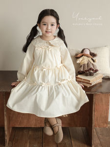 Breathable A-Line One-Piece Dress for Girls Cute 3D Butterfly Knot Design Skin-Friendly Comfortable Cotton Blend Fabric Dress