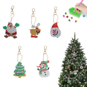 other | 5 Pieces of Diamond Painted Keychain Christmas pattern acrylic Christmas tree Ornaments for Personal use or as a Christmas gift