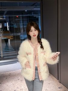 Korean Style Thickened Young Fashionable Plush Lamb Fur Jacket Women Winter Warm Cotton Coated Small Fragrance Style Coat