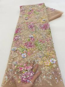 Vải Ren Lưới Nigeria 2024 Với Thêu Sequin Châu Phi Chất Lượng Cao Dành Cho Đầm Dạ Hội Nữ