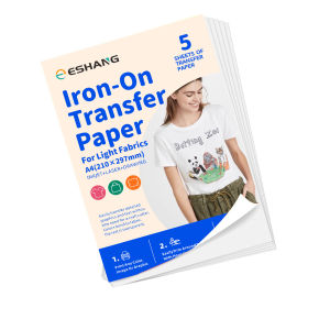 5 Sheets A4 Heat Transfer Paper for T Shirts  Printable Heat Transfer Vinyl for Inkjet Printer for Light & White Fabrics