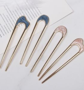 Womens Metal Hairpin Two Teeth Alloy Hair Comb Bun Maker Hair Accessory Stylish Korean Style Hair Decorations And Accessories