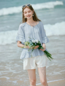 XIANGYING | French Texture Casual Blouse Loose Flare Sleeve