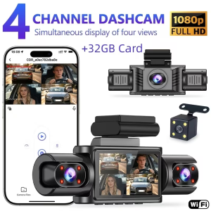 4 Channel WiFi 360° Panoramic Dash Cam 1080P IR Night Vision 170° Wide Angle G-Sensor 24H Parking Monitor
