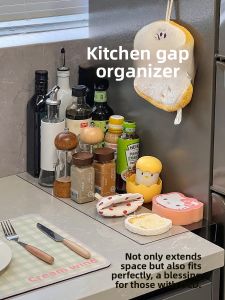 Kitchen Countertop Gap Filler Rack Fridge Side Extended Board No Drilling Storage Board Lazy Organizer Universal Plastic Shelf