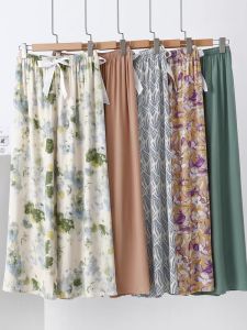 Cotton Silk Wide Leg Pants Womens Loose plus Size Straight Thin Artificial Cotton Casual Long Pants Outdoor Wear