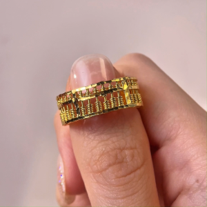 Weng Kwong 916 Gold Countless Wealth Full Abacus Ring (3R2414)