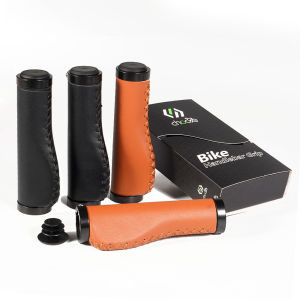 Chooee PU Leather MTB Grips - Lock-On Ergonomic Handlebar Grips for Mountain/Road Bikes Brown/Black Bicycle Accessories