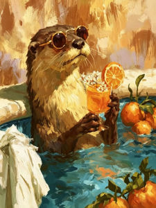 Kayou | New Arrival Number Oil Painting Leisurely Otter Kit Unframed Canvas Painting By Numbers DIY Handmade Artwork Wall for HouseDecor