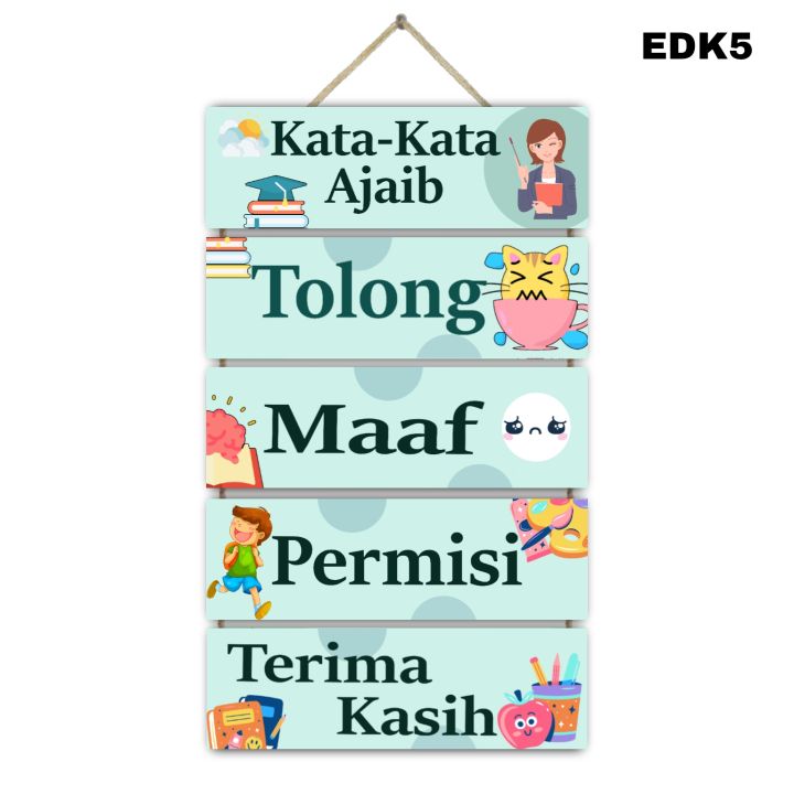 COD ☑️ Hiasan dinding EDUKASI kata kata ajaib 5 susun gantungan dinding