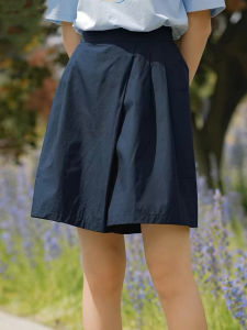 Pure Color Cotton Linen Cropped Pants Skirt Womens Summer Thin High Waist Slim Looking Loose All-Match Wide Leg Pants Work Clothing Linen Shorts