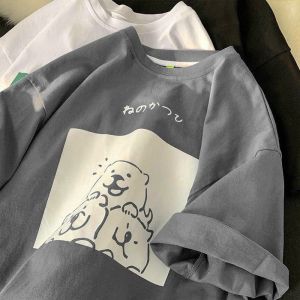 Áo thun 3 GẤU CƯỜI dáng rộng mùa hè 2024 thoáng mát chất liệu cotton phù hợp cho cả nam và nữ.