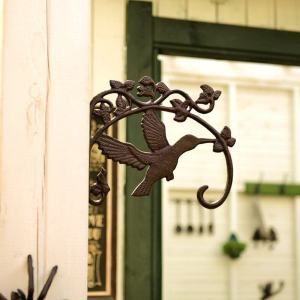European Style Iron Art Cast Iron Plant Pot Hanging Hooks Bird of Paradise Design Garden Balcony Wall Decorative Hooks