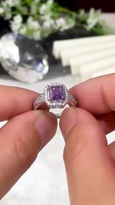 Huitan Gorgeous Women Finger Rings Graceful Female Party Accessories Full Bling Iced Out Unique Purple Color Cubic Zirconia Ring