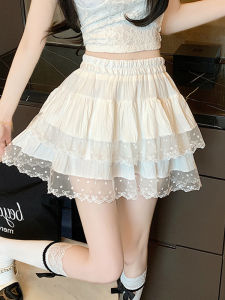 Váy Ngắn Chữ a Xếp Ly Ren Ngọt Ngào Cạp Cao Mùa Hè Cho Nữ Váy Midi Chữ a Xếp Ly Ren Phong Cách Ngọt Ngào Cho Nữ