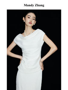 Texture Off-shoulder Elegant Minimalist Design Top White