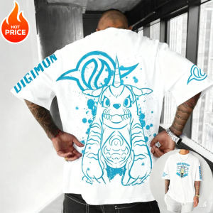 Bandai | Gabumon Anime Digimon 2025 New Harajuku Mens Vintage Streetwear Summer T-shirt Womens Casual Sports Short-sleeved Cotton Tee