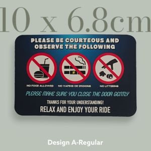 [PHV & Taxi Essential]🔵 Waterproof Vinyi Sticker No Eating Drinking Smoking 5 Stars Rating Tips(FOC Singpost Mailing)