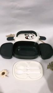 Kotak Makan Plastik 2 Tingkat: Lunch Box Portable Bear & Kotak Makan Anak Panda Double Layers Lunch Box 2 Susun