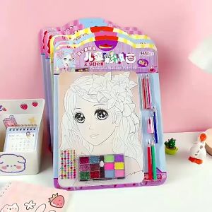 ESA Buku Mewarnai Makeup Coloring Book Belajar Makup Kawai Princes Set Drawing Makeup Kids Lipstik