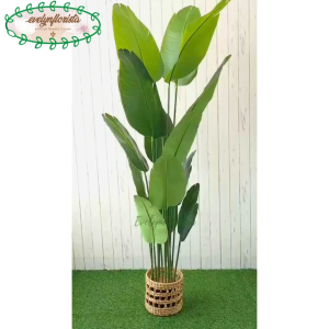 Pohon Artificial Pohon Hias Pohon Pisang Tinggi 180 Pot Hitam Cover eceng Gondok Motif Hiasan Ruang Tamu Aesthetic