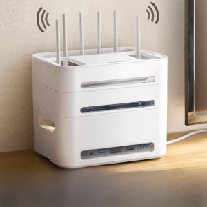 MONLEYTA | Router Box Storage Organizer Desktop Cable Management Cat6 Modem TV Box Holder Wifi Equipment Case Living Room Solution