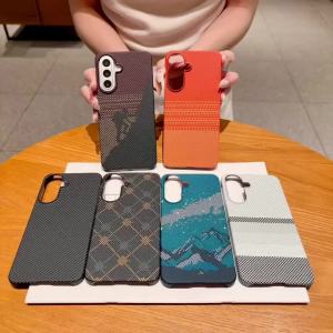 Carbon Fiber Kevlar Built-in Magnetic Case For Samsung Galaxy S26 FE S25 S24 Ultra Plus A57 A17 A56 A16 A55 Half-Pack PC Cover