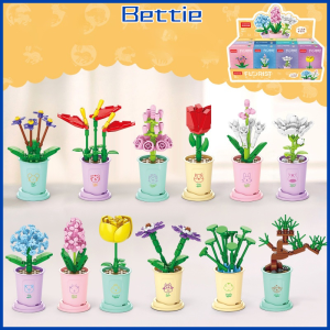 BETTIE DIY Flower Block Cina Pot Tanaman Buket Blok Bangunan Mainan Block Bricks Mini Mainan
