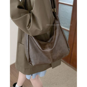 Carle Retro Crossbody Bag Womens Large Capacity Tote Bag Soft Surface Zipper Closure Casual Style Shopping Bag Shape