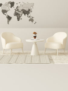 Cream Color Couch Single Accessible Luxury Modern Casual Internet Celebrity Leather Chair Hotel Reception Negotiation Sofa Table and Chair Combination