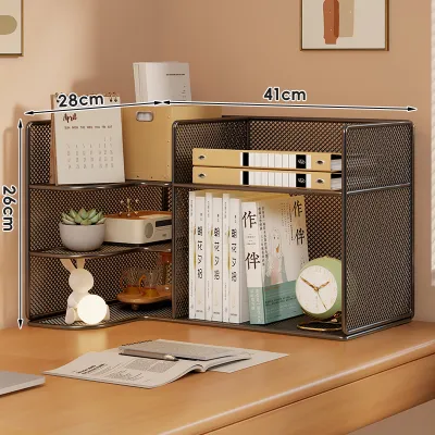 evesigar | Corner Desk Bookshelf Multi-Layered Simple File Storage Shelf