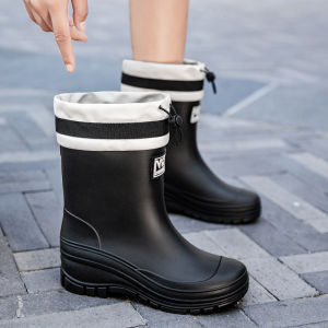 รองเท้าบูทกันฝนแบบป้องกันน้ำสำหรับผู้หญิง รองเท้าบูทกันลื่น ทนทานต่อการสึกหรอ ใส่ทำงานในครัว รองเท้าบูทกันฝนสำหรับส่งอาหาร สวมใส่สบาย ฤดูใบไม้ผลิ ฤดูร้อน ฤดูใบไม้ร่วง ฤดูหนาว