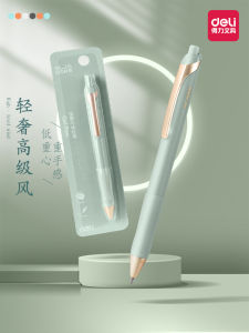Deli Click Ballpoint Pen Low Center of Gravity Smooth Writing High Capacity Simplistic Japanese Style Water Pen Student Exclusive