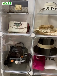 【Fast Delivery】Transparent Storage Cabinet Bag Organizer Storage Stackable Bag Organizer Display Stand Box，Transparent design showcase your beautiful bags and jewelry，Multi functional use beautiful and fashionable，portable